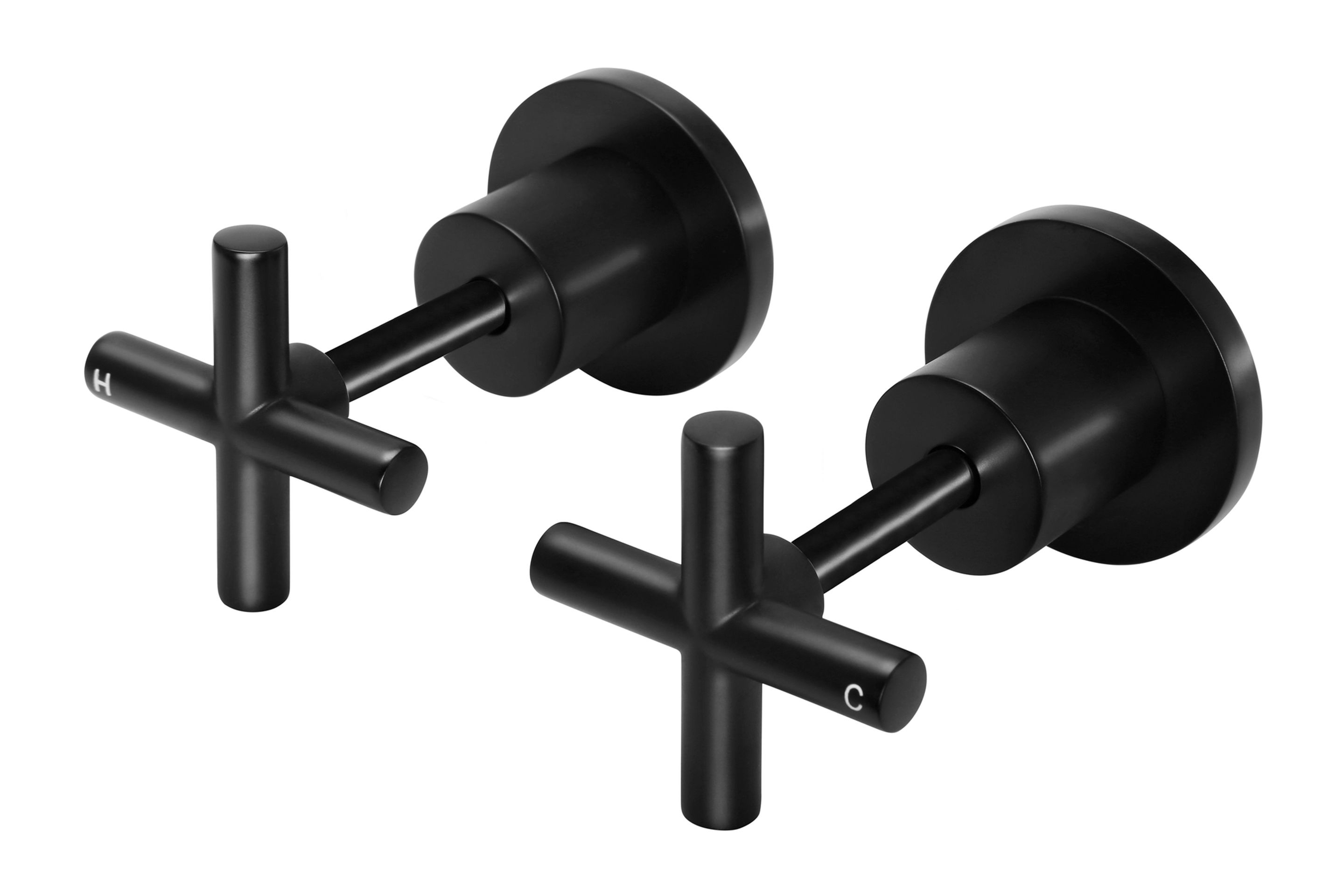 Cross Handle Jumper Valve Wall Top Assemblies - Matte Black