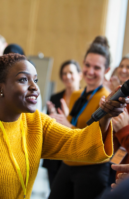 Shows black female motivational facilitator
