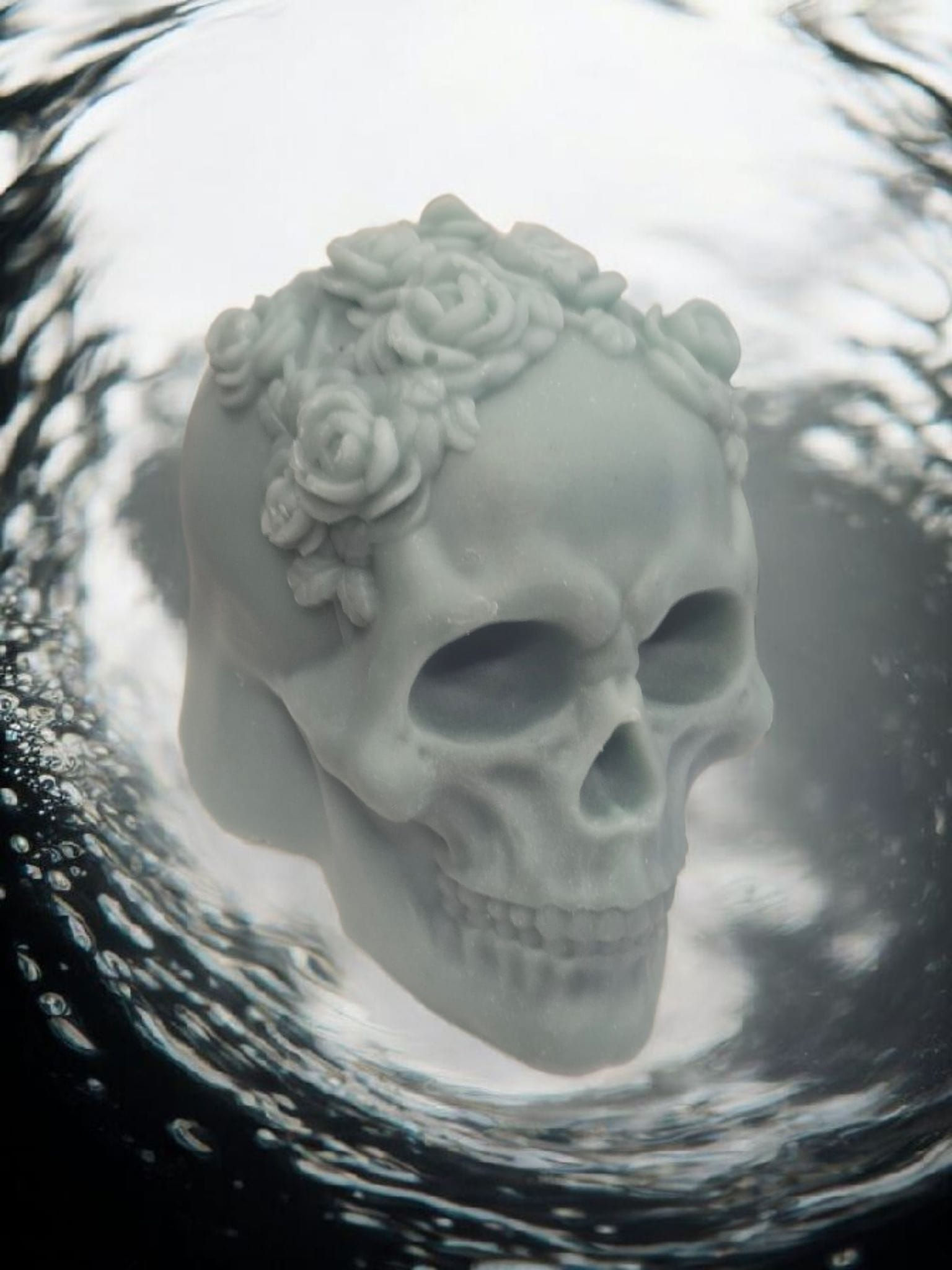 Teal Skull with Roses