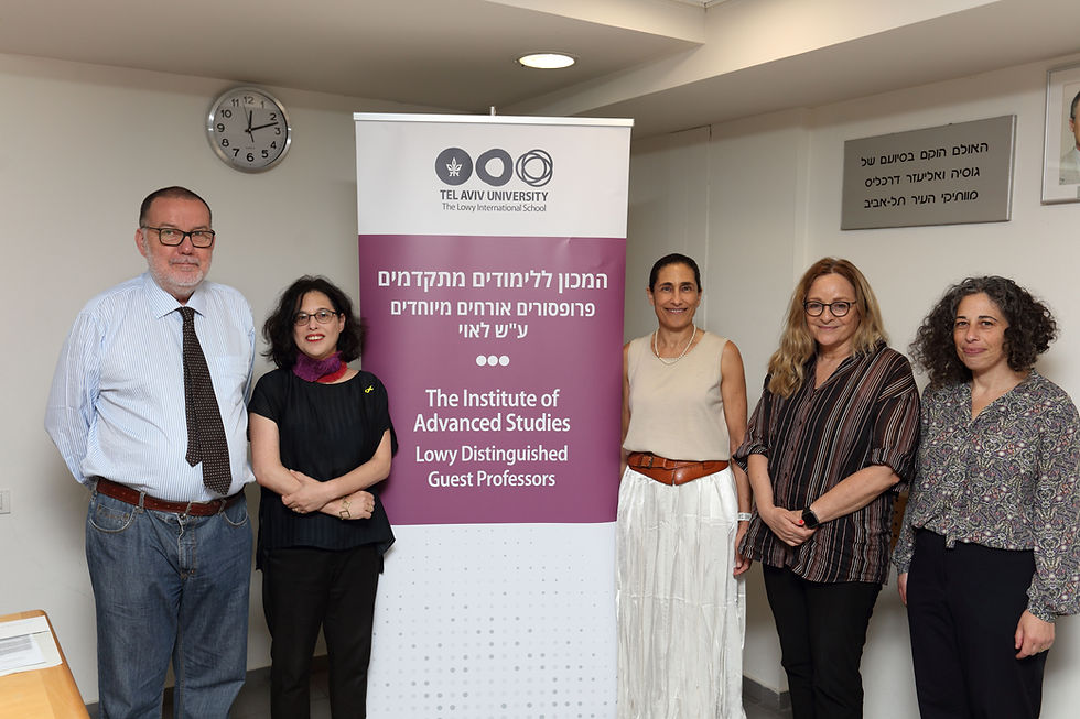 Prof. Alberto Melloni with FemSMed's PI Prof. Tamar Herzig, Prof. Rachel Gali Cinamon, Dean of the Faculty of Humanities, Prof. Milette Shamir, Tel Aviv University's Vice President for International Academic Collaborations, and Prof. Naama Cohen-Hanegbi, PI – ERC Stg MedPlaceboEffect.