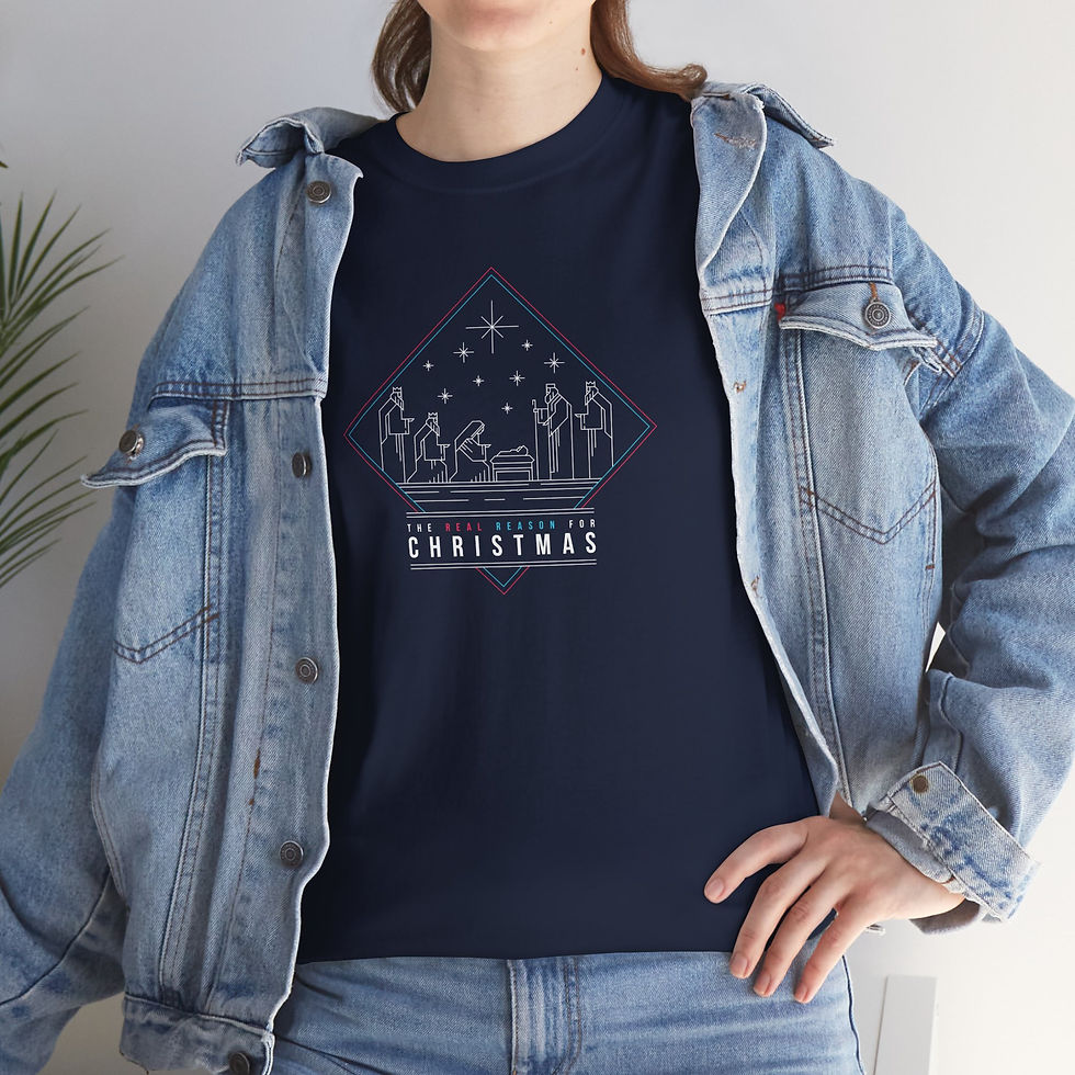 Thumbnail: The REAL Reason for Christmas! Simply Design Series – Unisex Cotton Tee (Dark)