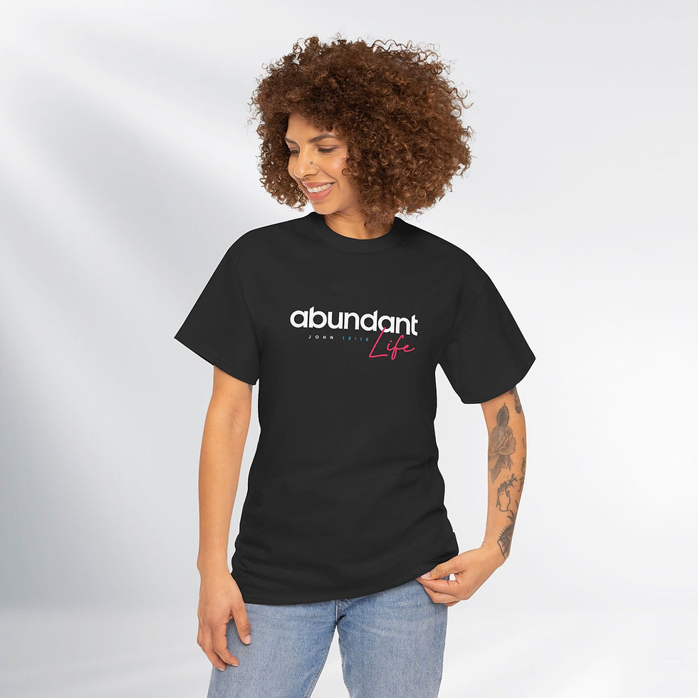 Thumbnail: Live a Abundant Life. Power Word Series – Unisex Cotton Tee (Dark)