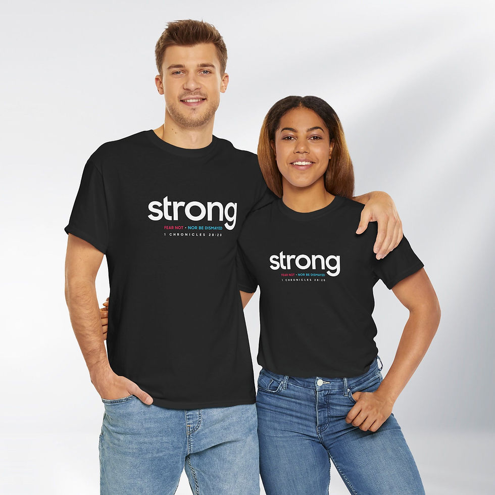 Thumbnail: Fear Not and Be Strong! Power Word Series – Unisex Cotton Tee (Dark)