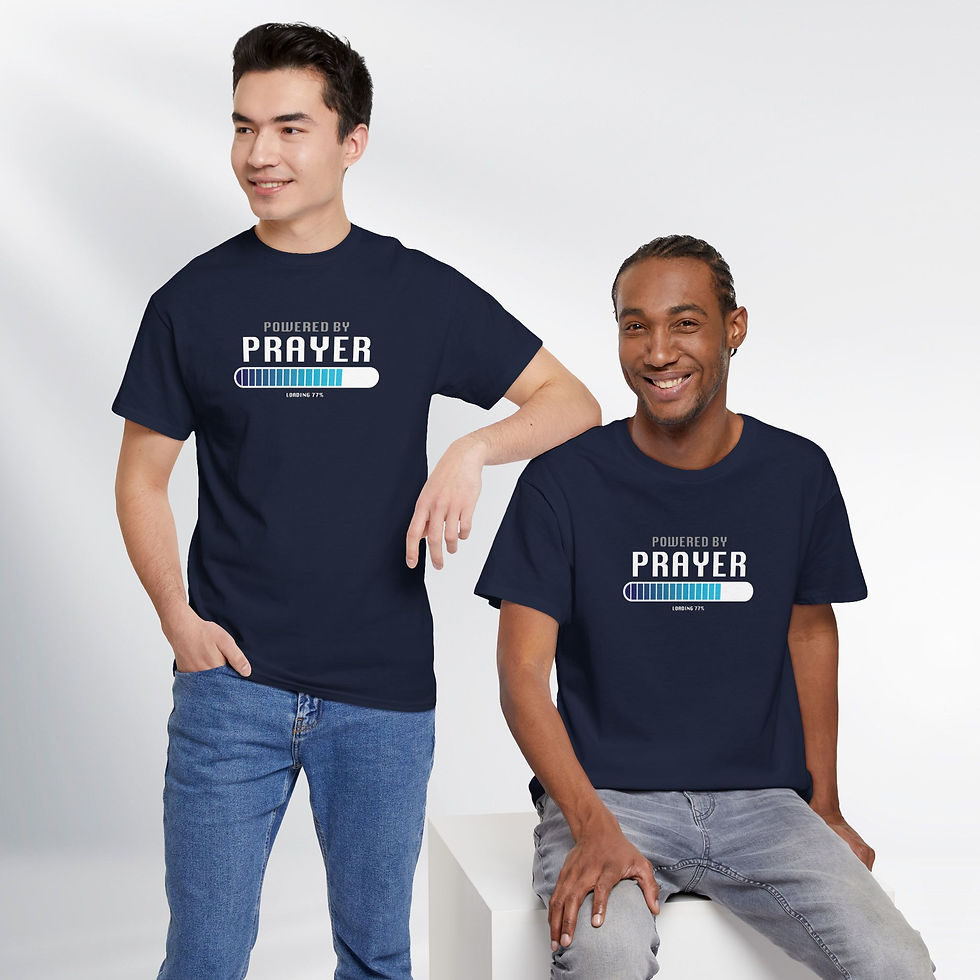 Thumbnail: Powered by Prayer! Fun Series – Unisex Cotton Tee (Dark)