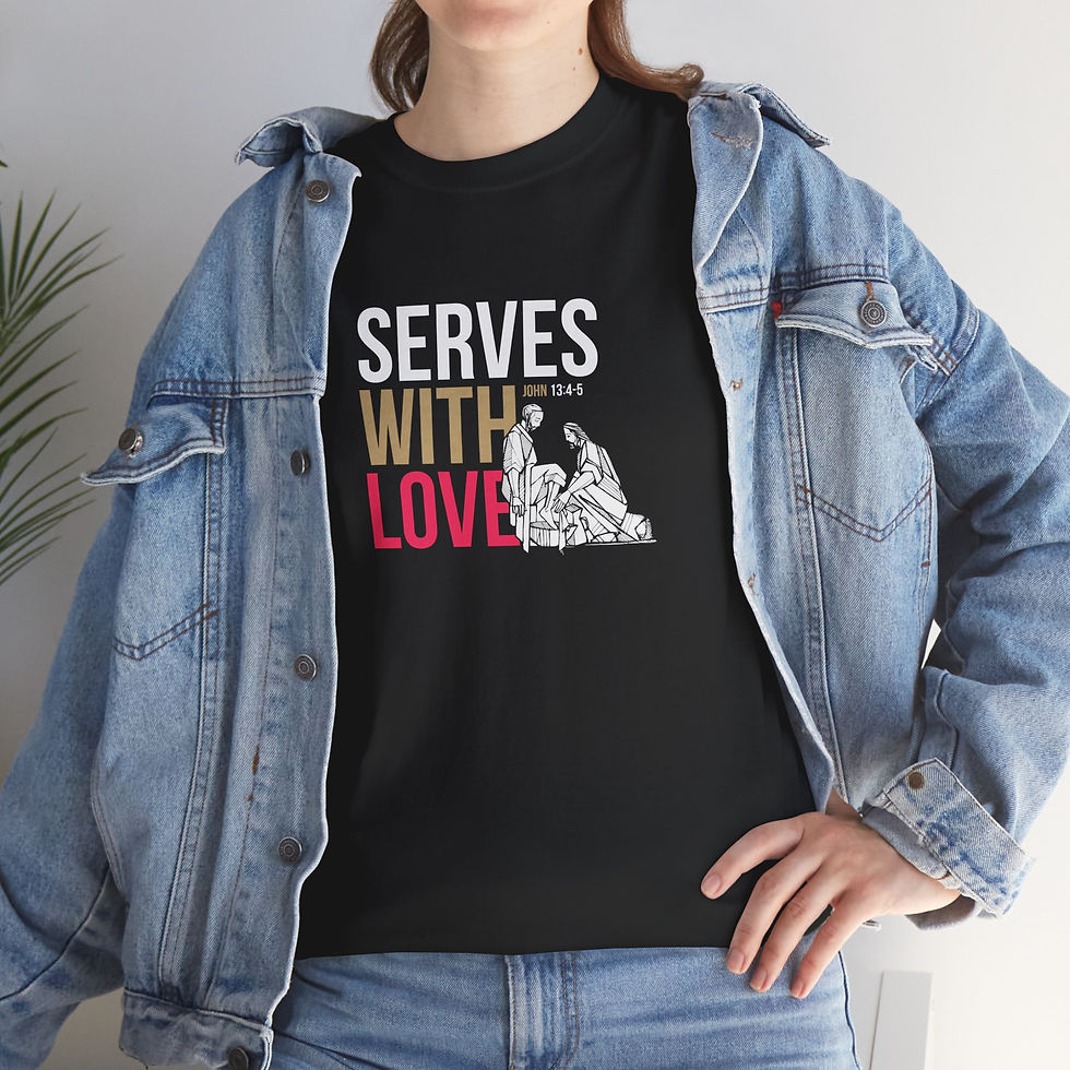 Thumbnail: Let's Serves with Love. Simply Design Series – Unisex Cotton Tee (Dark)