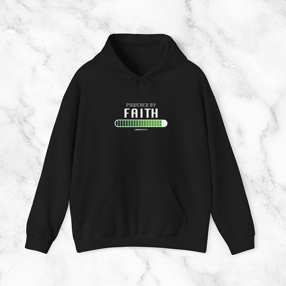 Thumbnail: Powered by Faith! Fun Series – Unisex Hooded Sweatshirt (Dark)