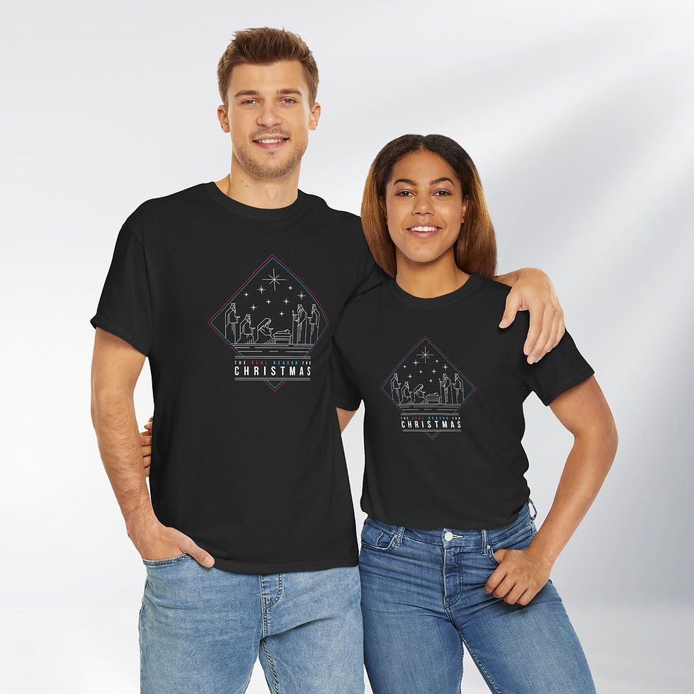 Thumbnail: The REAL Reason for Christmas! Simply Design Series – Unisex Cotton Tee (Dark)