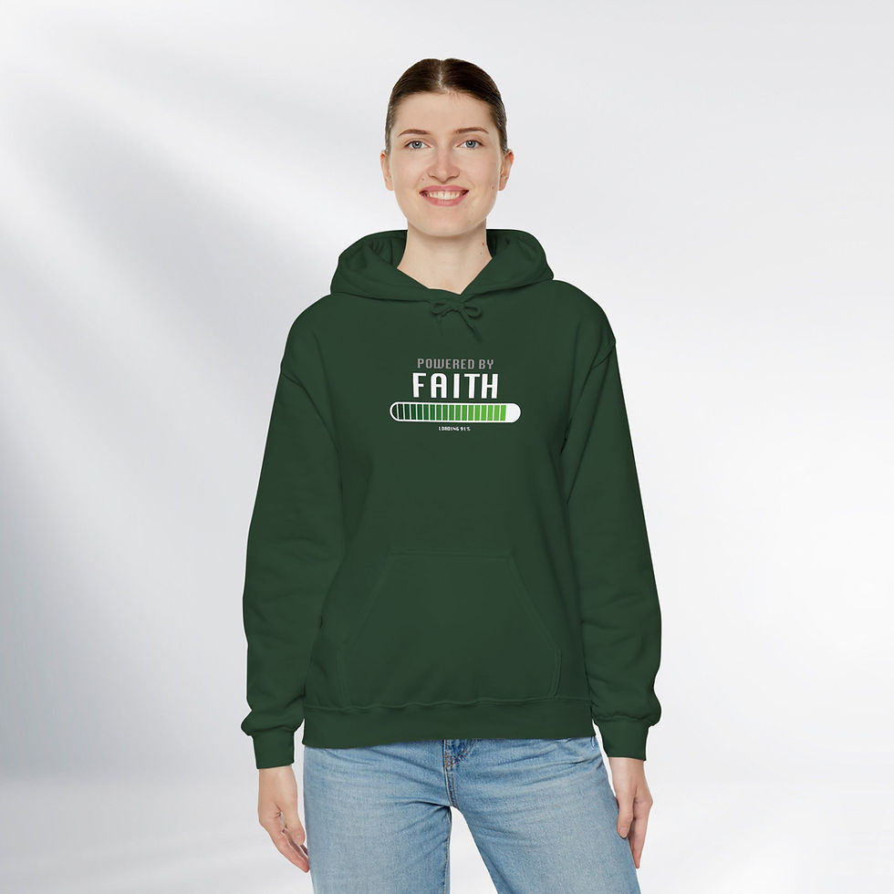 Powered by Faith! Fun Series – Unisex Hooded Sweatshirt (Dark)