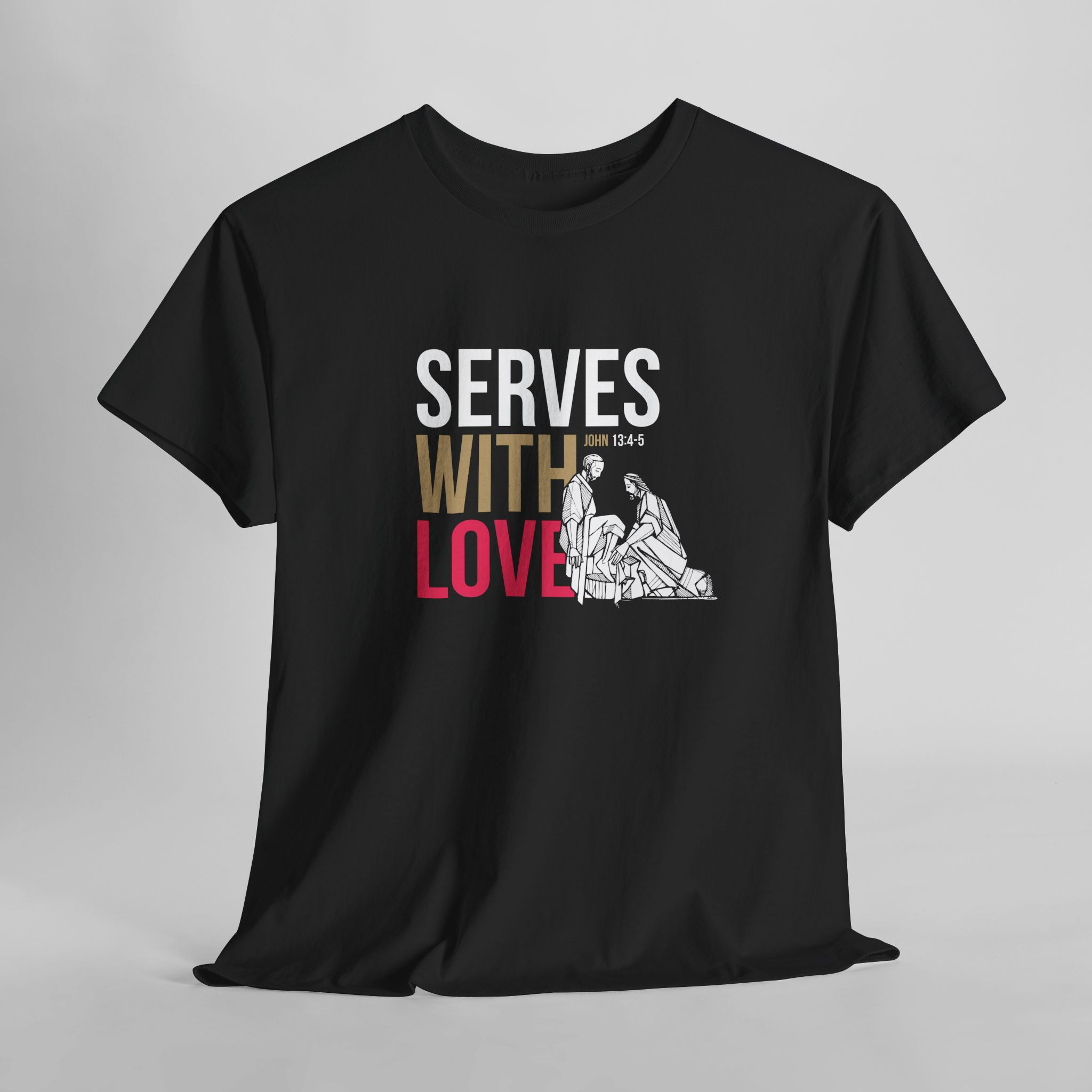 Let's Serves with Love. Simply Design Series – Unisex Cotton Tee (Dark)