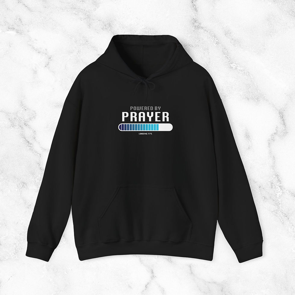 Thumbnail: Powered by Prayer! Fun Series – Unisex Hooded Sweatshirt (Dark)
