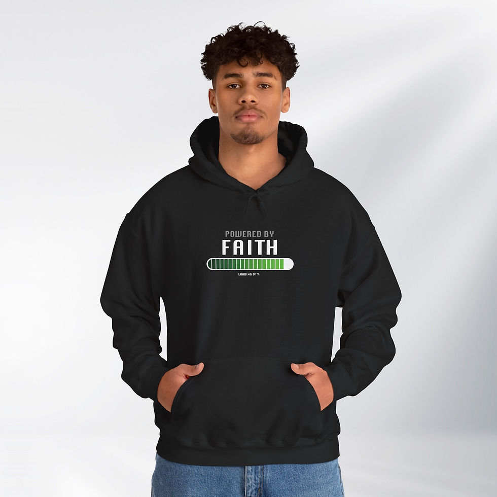 Thumbnail: Powered by Faith! Fun Series – Unisex Hooded Sweatshirt (Dark)