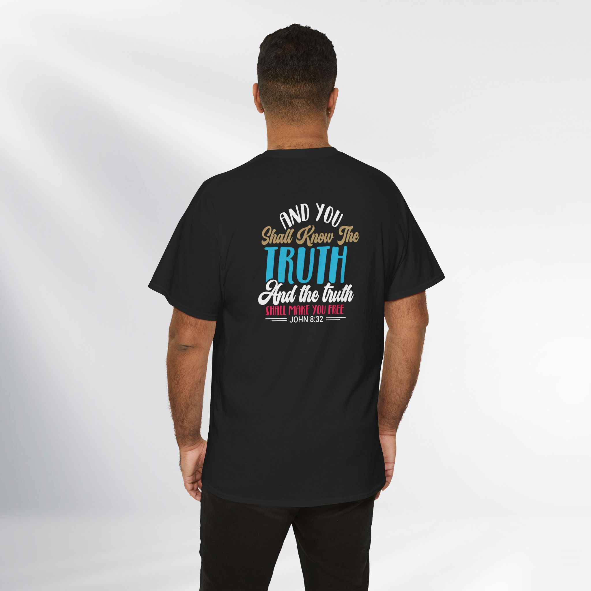 John 8:32, Truth will Free You! Simply Design Series – Unisex Cotton Tee (Dark)