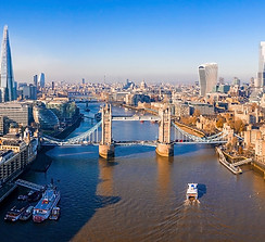 Aerial view of the Tower Bridge in London. One of London's most famous bridges