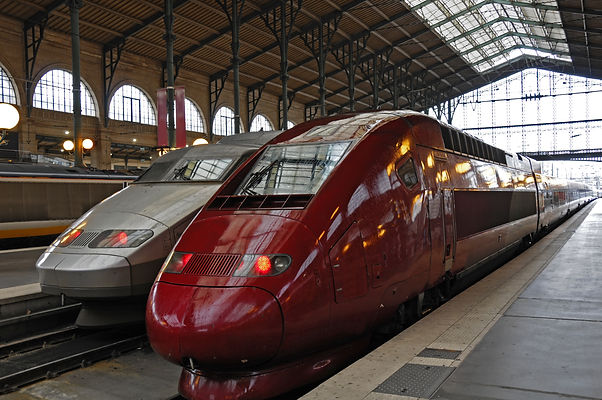 High speed trains waiting in station
