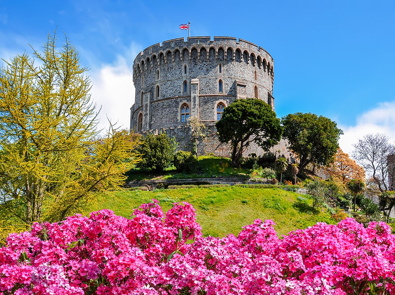 Round Tower of Windsor Castle in spring, United Kingdom