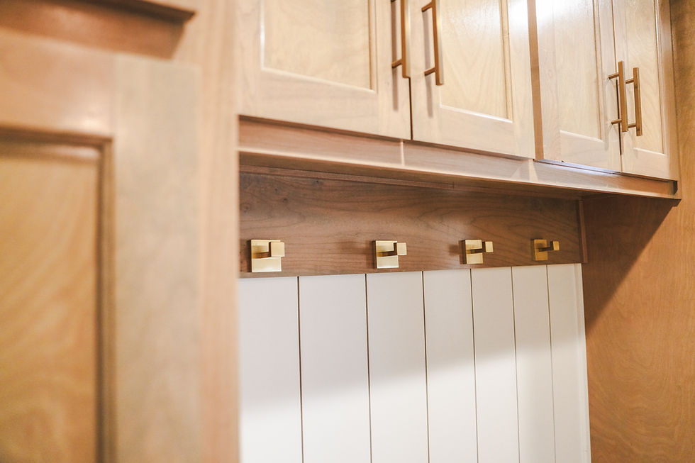 Custom drop zone paneling and cabinetry detail built by Hartsville Cabinet & Millwork in Tennessee