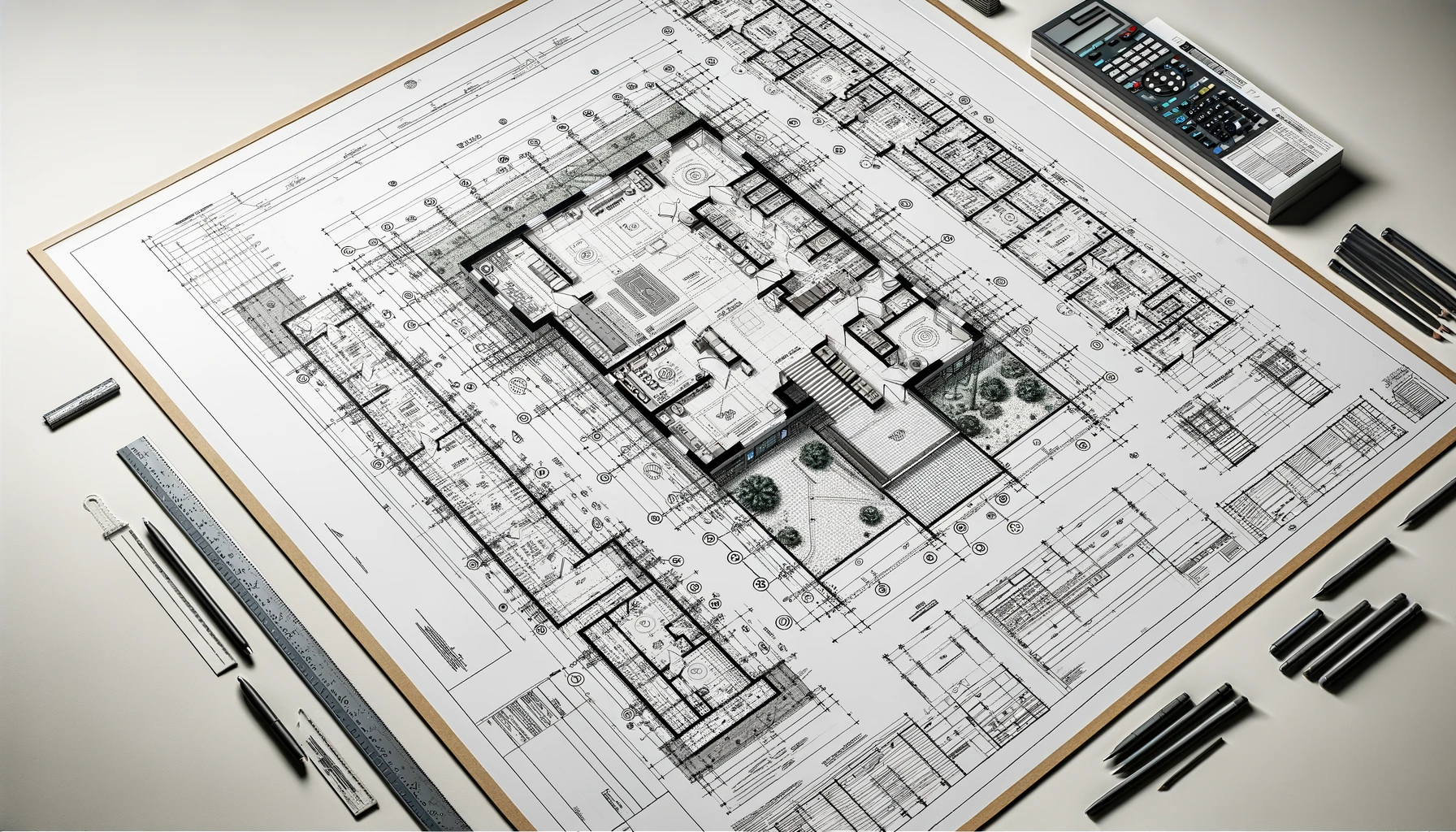 professional AUTOCAD drawing of floorplan on a big size sheet 