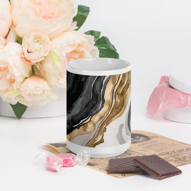 Eclipse Mug on a white desk and with candies around