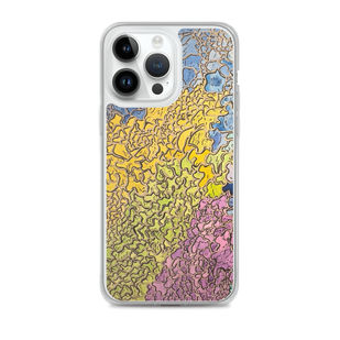Flat lay of Kaleidoscape Watercolor iPhone case on white background