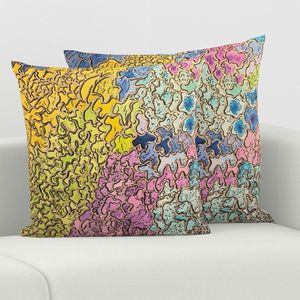 Close-up view of the Kaleidoscape pillow cover showcasing intricate hand-painted design and rich color blending.
