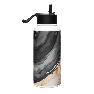 Person drinking from Eclipse Veins Luxe Marble bottle