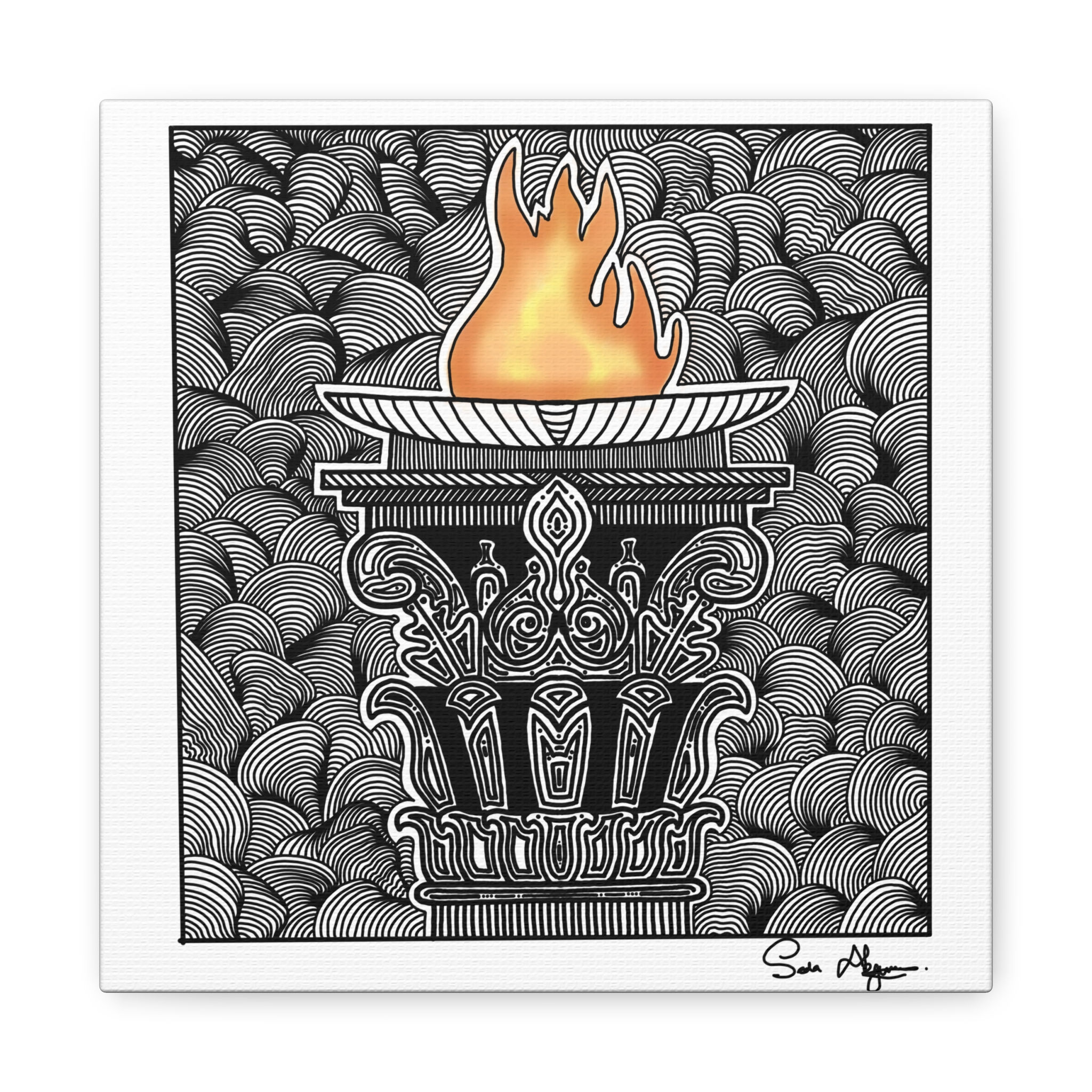 Canvas Print, Flame of Wisdom Enlightenment Wall Art - Stretched Matte Canvas,