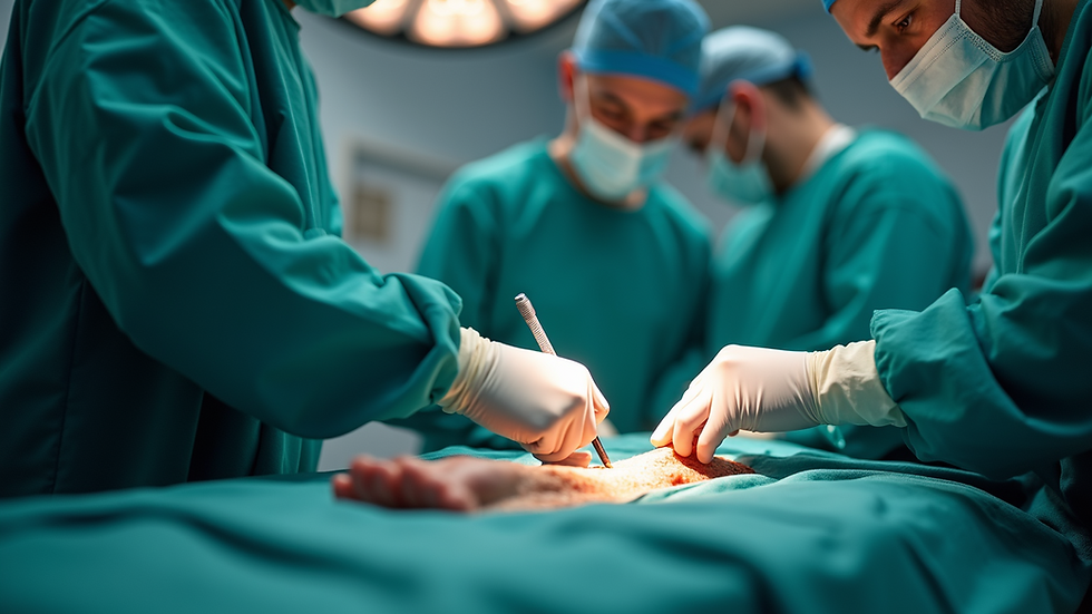 Eye-level view of a surgeon performing an orthopaedic surgery
