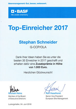 Urkunde VV Stephan Schneider 2017