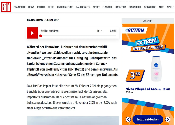 Pfizer-Dokument sorgt für Wirbel