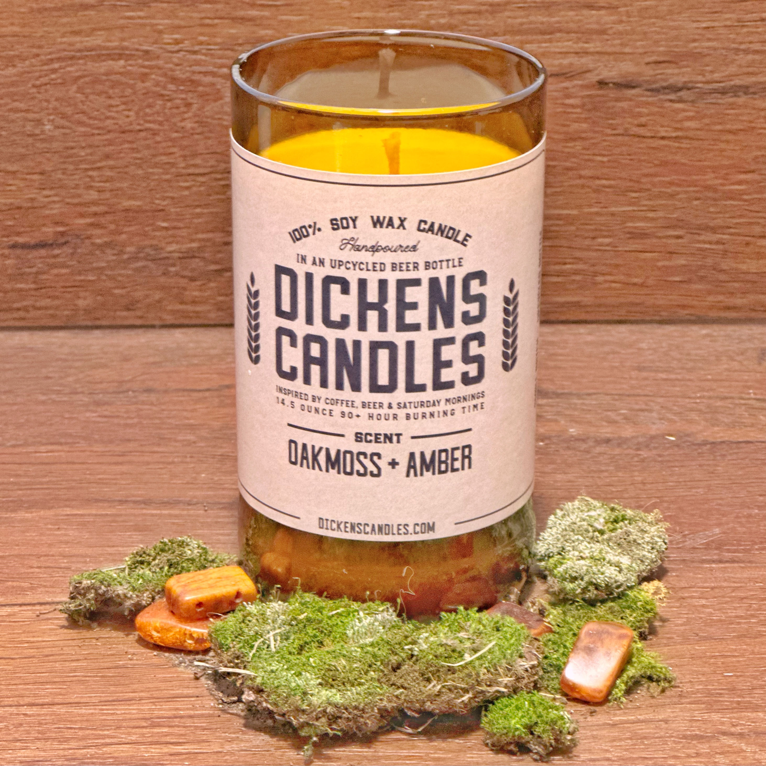 Oakmoss & Amber - 14.5oz Large Amber Candle