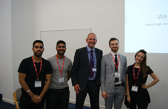 Alumni Students. Amarjit Singh, Kyran Sidhu Stephen Gould ( BSC Birmingham) and Jessica Labhart (MA Cambridge)