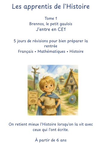 Cahier de révision CE1 mettant en avant le personnage de Brennos le Gaulois.