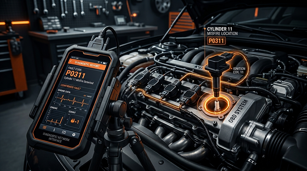 P0311 code: cylinder 11 misfire detected on an OBD2 diagnostic scanner