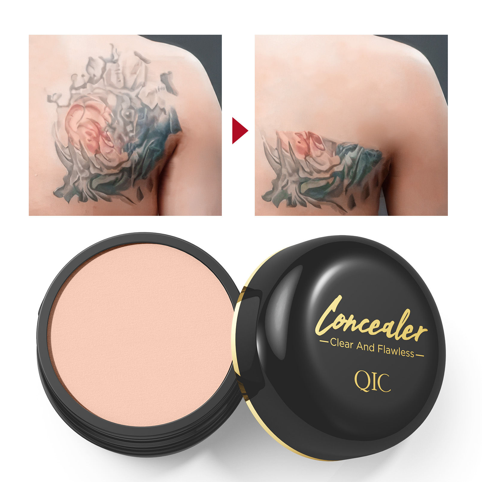 Waterproof Full Coverage Concealer for Tattoos, Scars - Natural Finish Foundatio