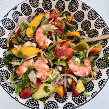 Salade aux crevettes, avocat, coriandre de Norma