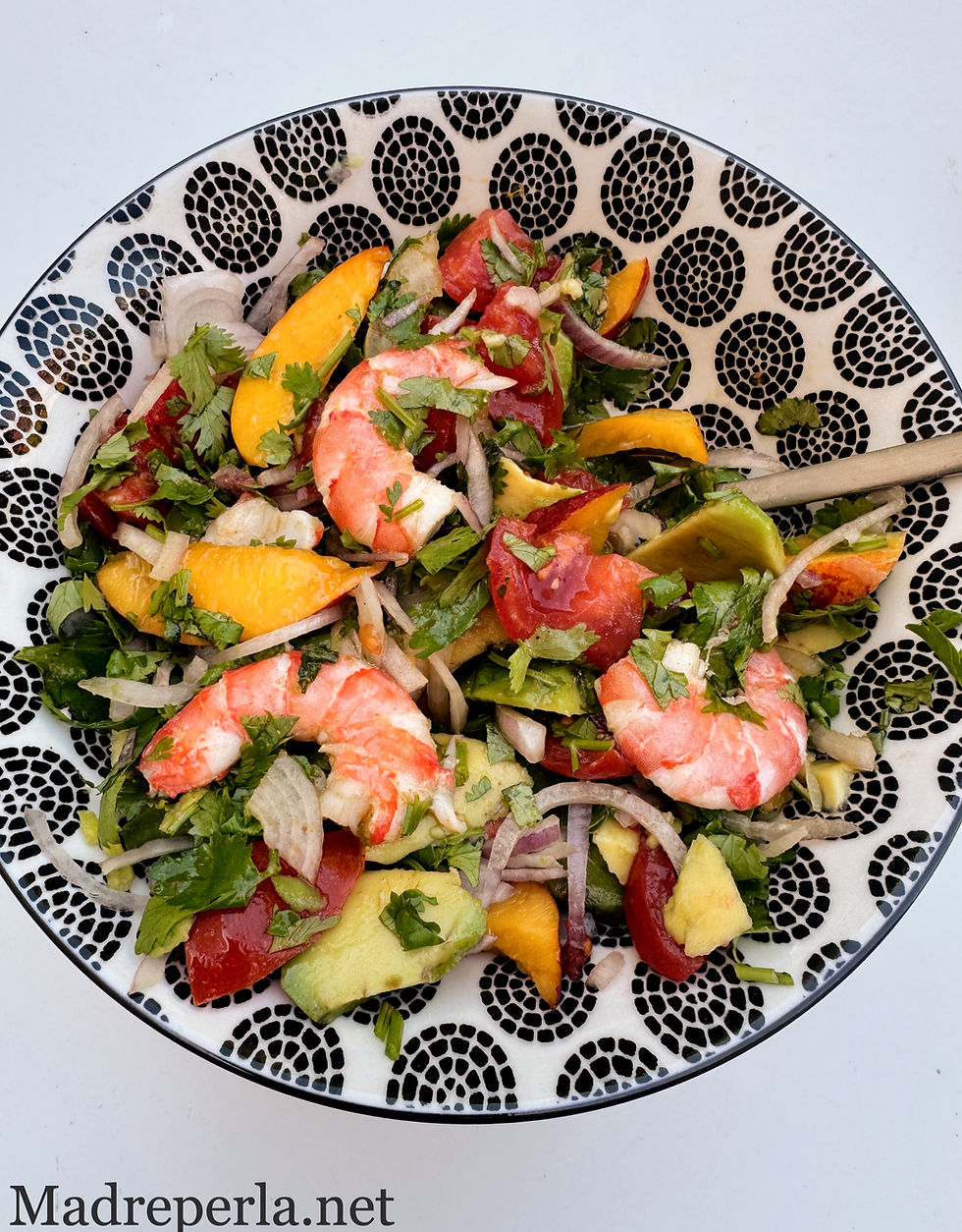 Salade aux crevettes, avocat, coriandre de Norma