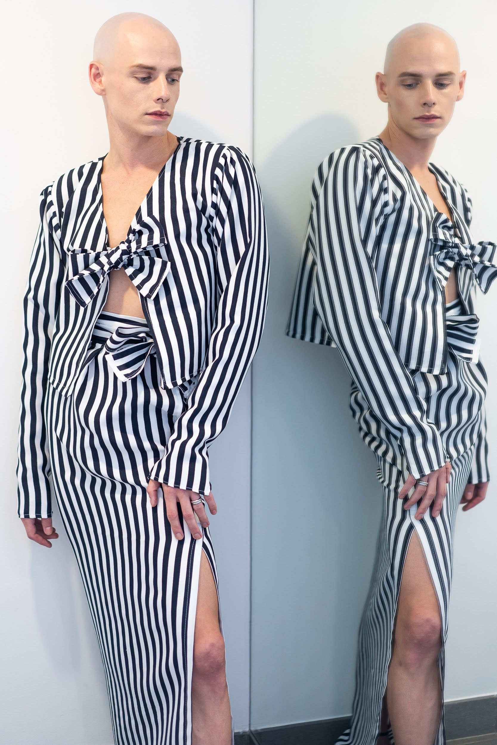 Pussy noir Beaux Arts " Garden Stripes" Suit
