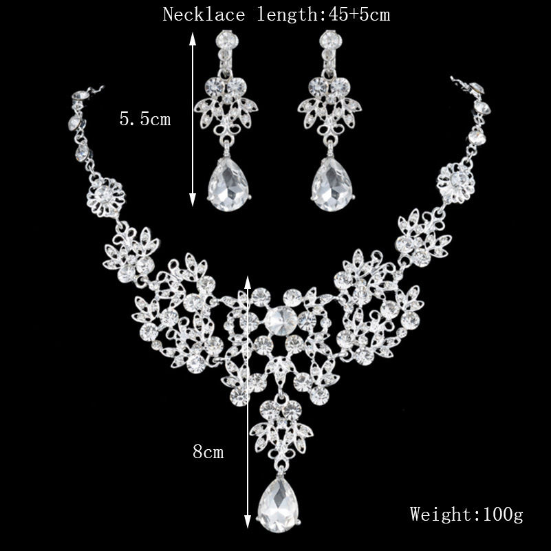 Beautiful Bride Necklace and Earring Set with Crown