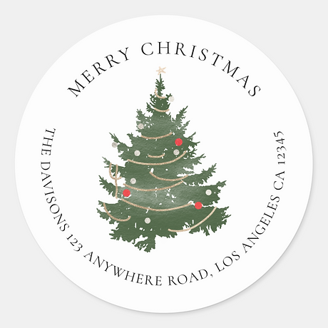 Merry Christmas Tree Return Address Label
