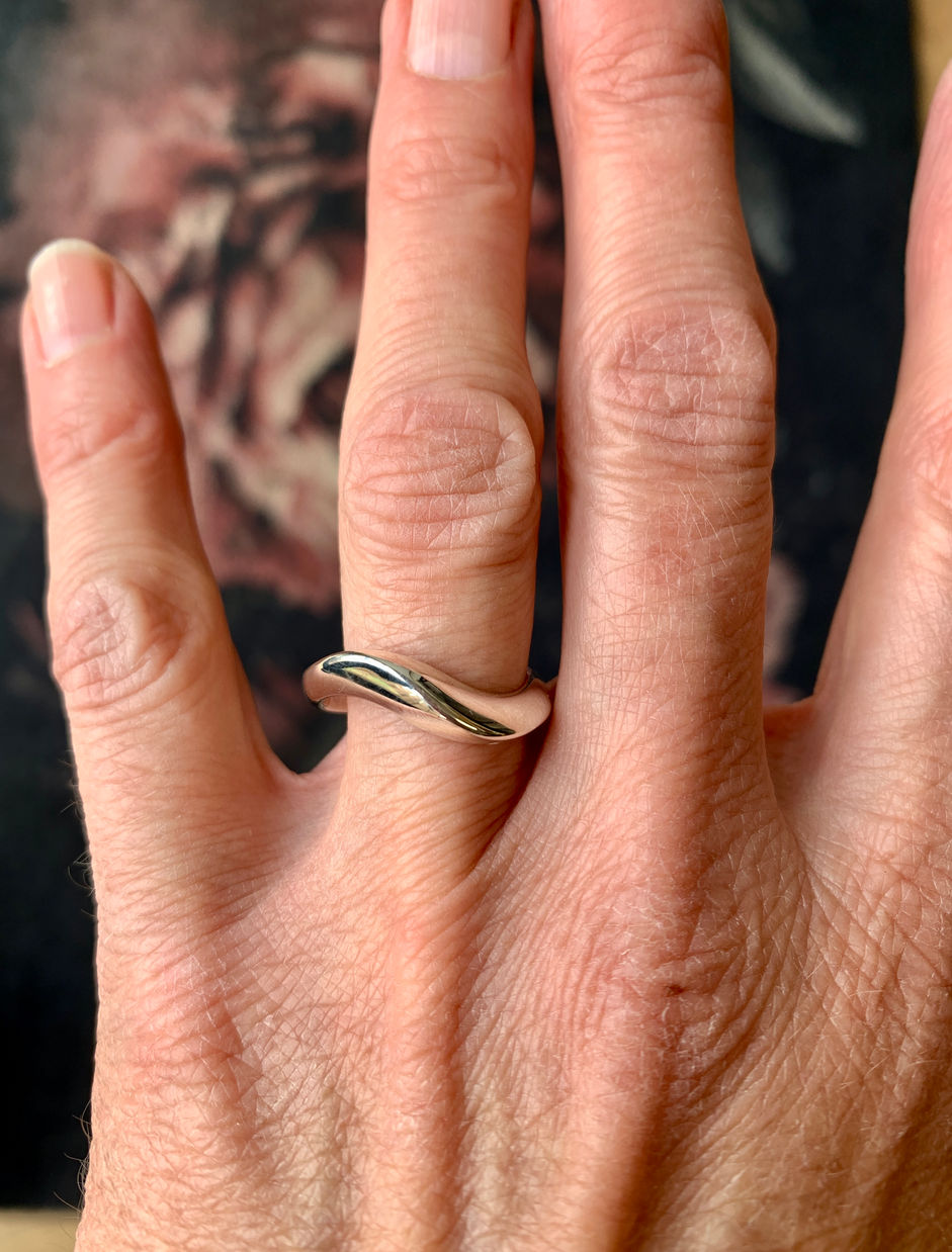 Massief zilveren gegoten ring