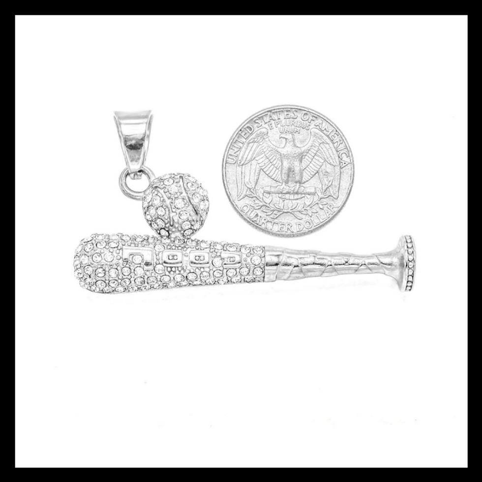 Thumbnail: stainless steel baseball bat and baseball pendant