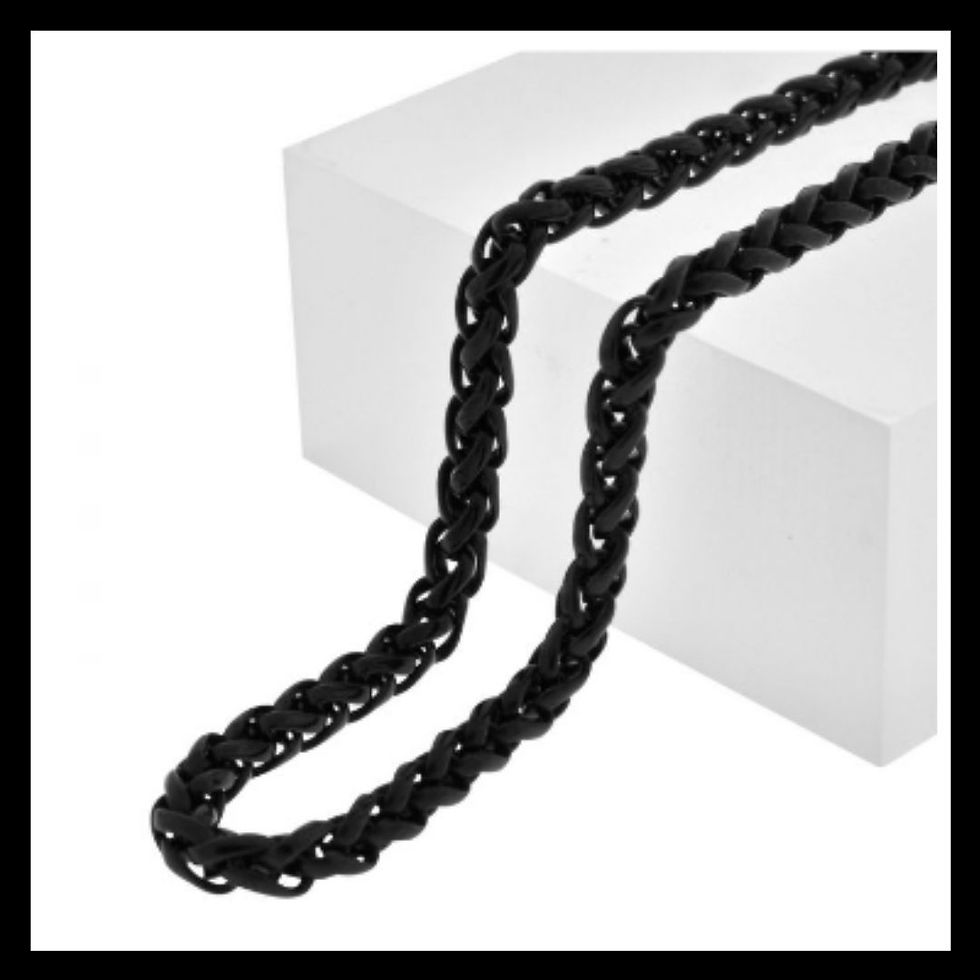 Thumbnail: INOX black stainless steel wheat necklace on white display board