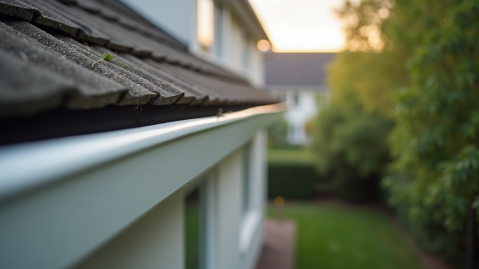 Eye-level view of a well-maintained gutter system on a residential home