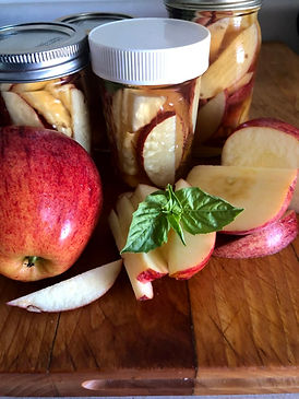 Infused Apples and Mint in mason jars