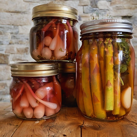 Pickled vegetables in mason jars