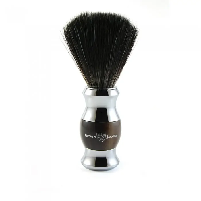 Edwin Jagger Imitation Light Horn & Chrome Shaving Brush (Black Synthetic)