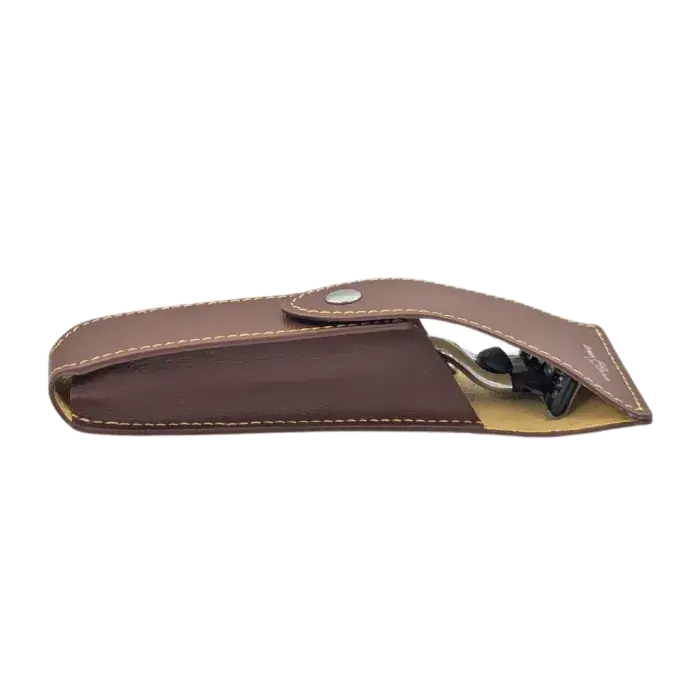 Thumbnail: Travel case for razor, genuine leather, brown (supplied empty)
