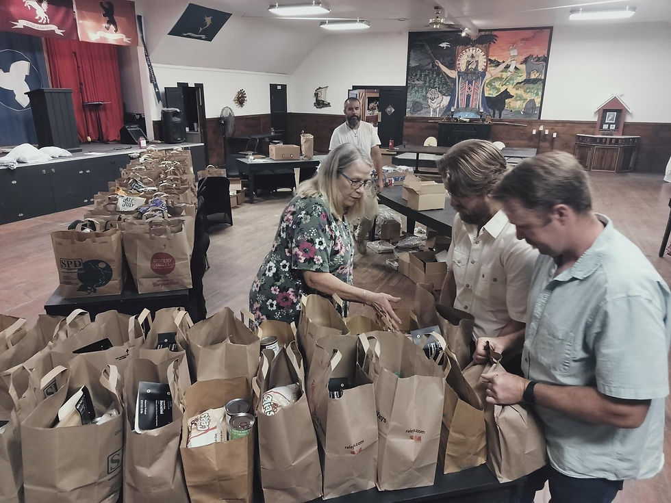 August Food Pantry at Óðinshof. Brownsville, California.