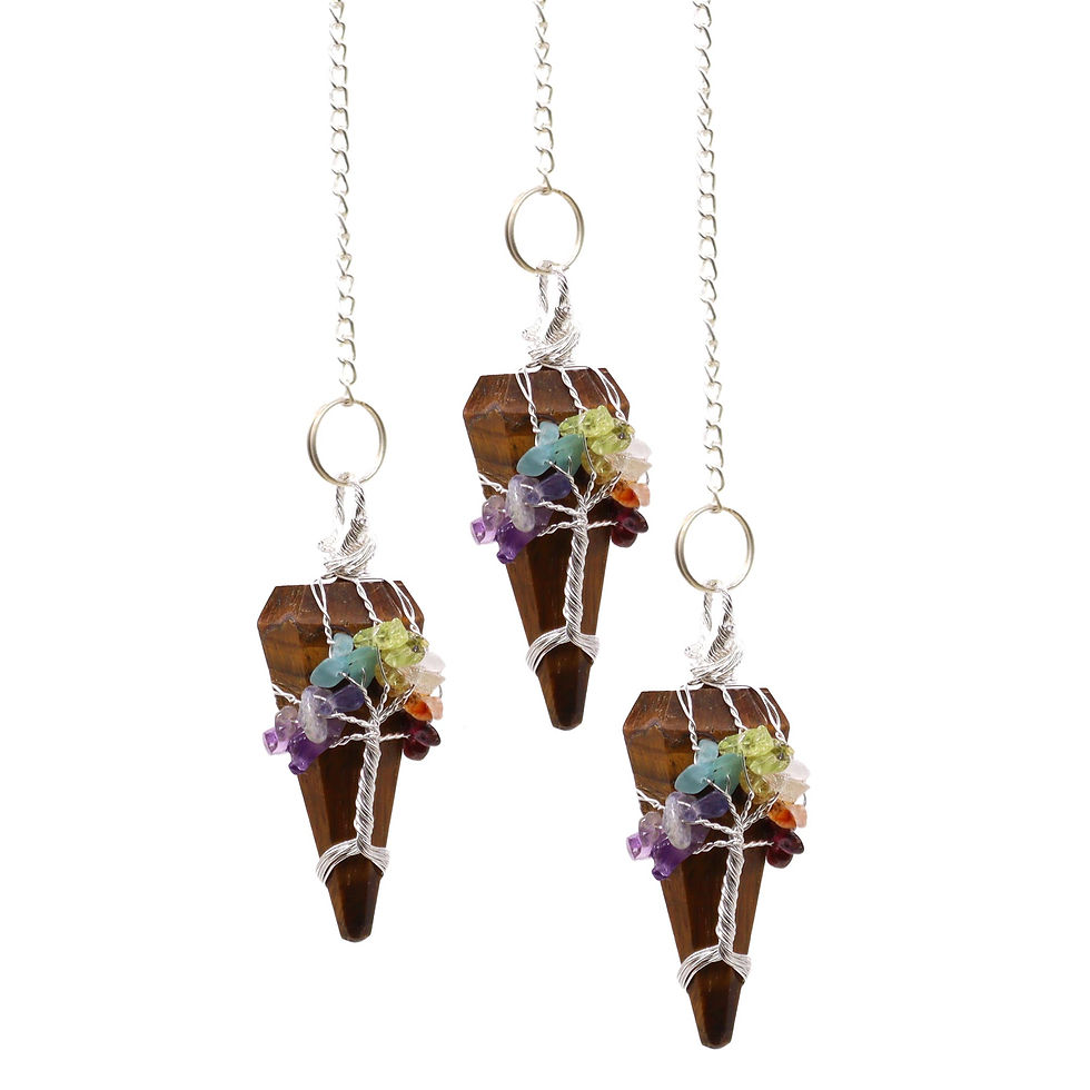 Tiger Eye 7 Chakra Wire Wrapped Pendulum
