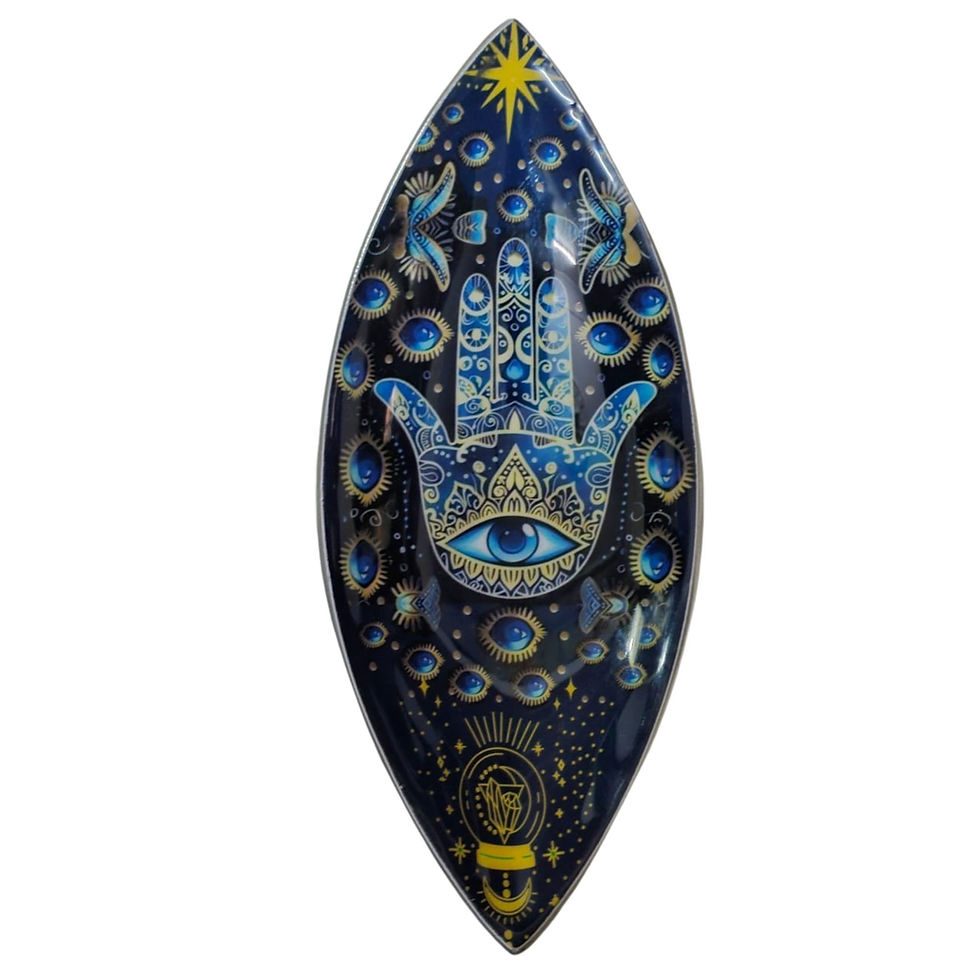 Blue Hamsa Aluminium Enamel Incense Bowl